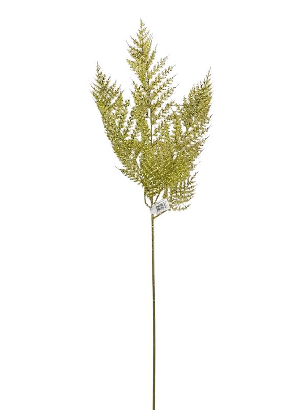 34" Glitter Fern Spray Green