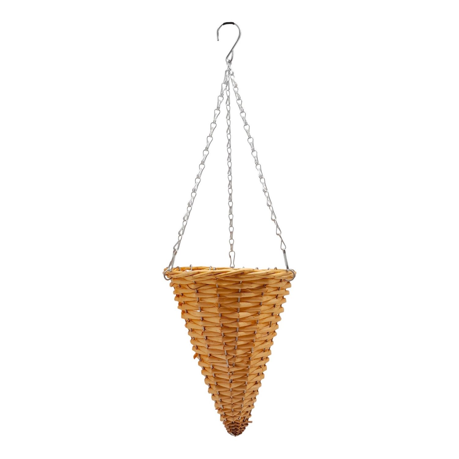Hanging Cone Basket w/Plastic Liner Natural (SM)