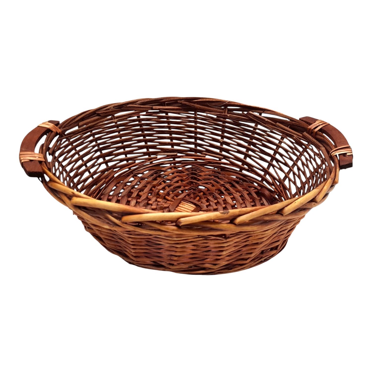 Double Handle Round Basket Brown (SM)
