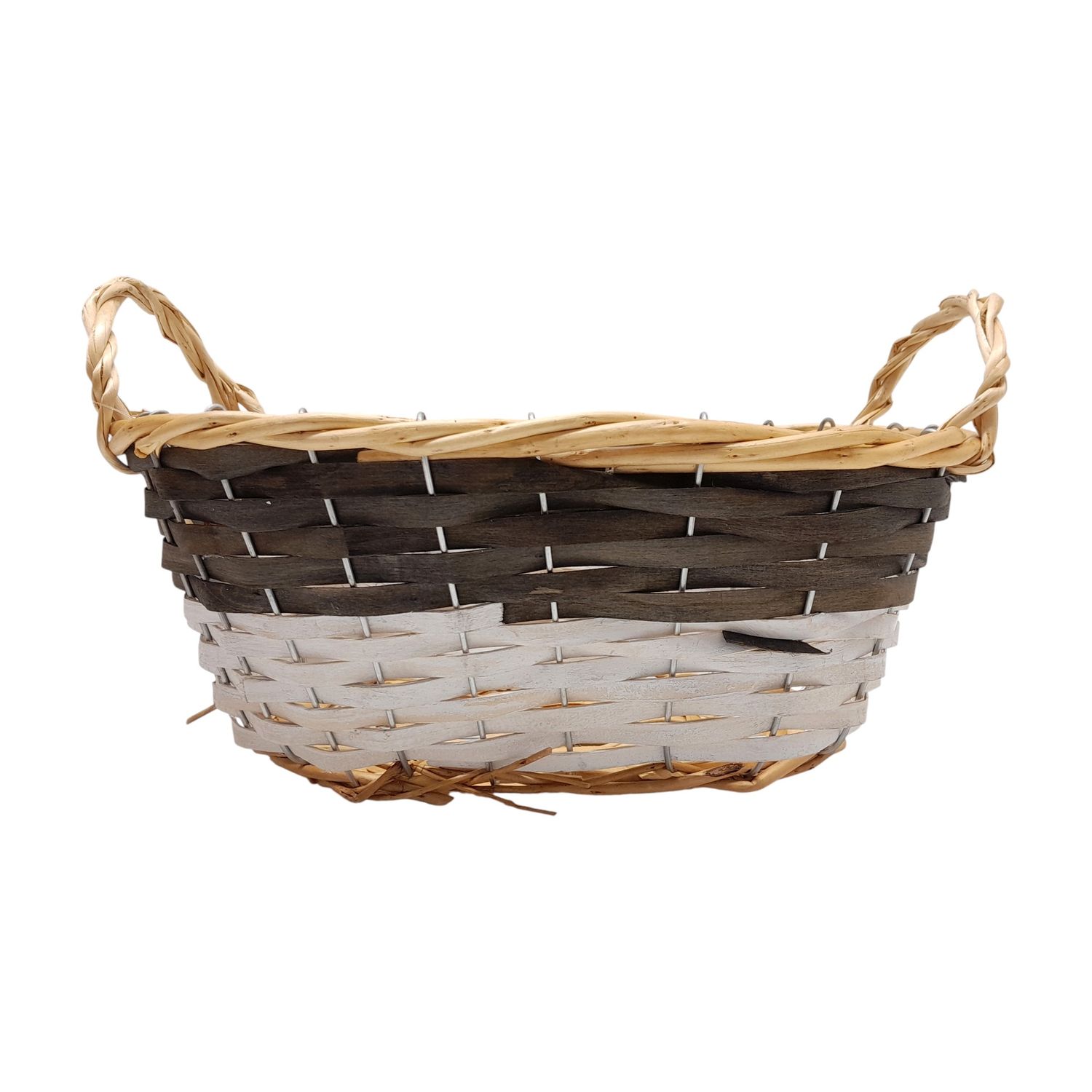 Double Handle Oval Basket Grey/White/Natural (MD)