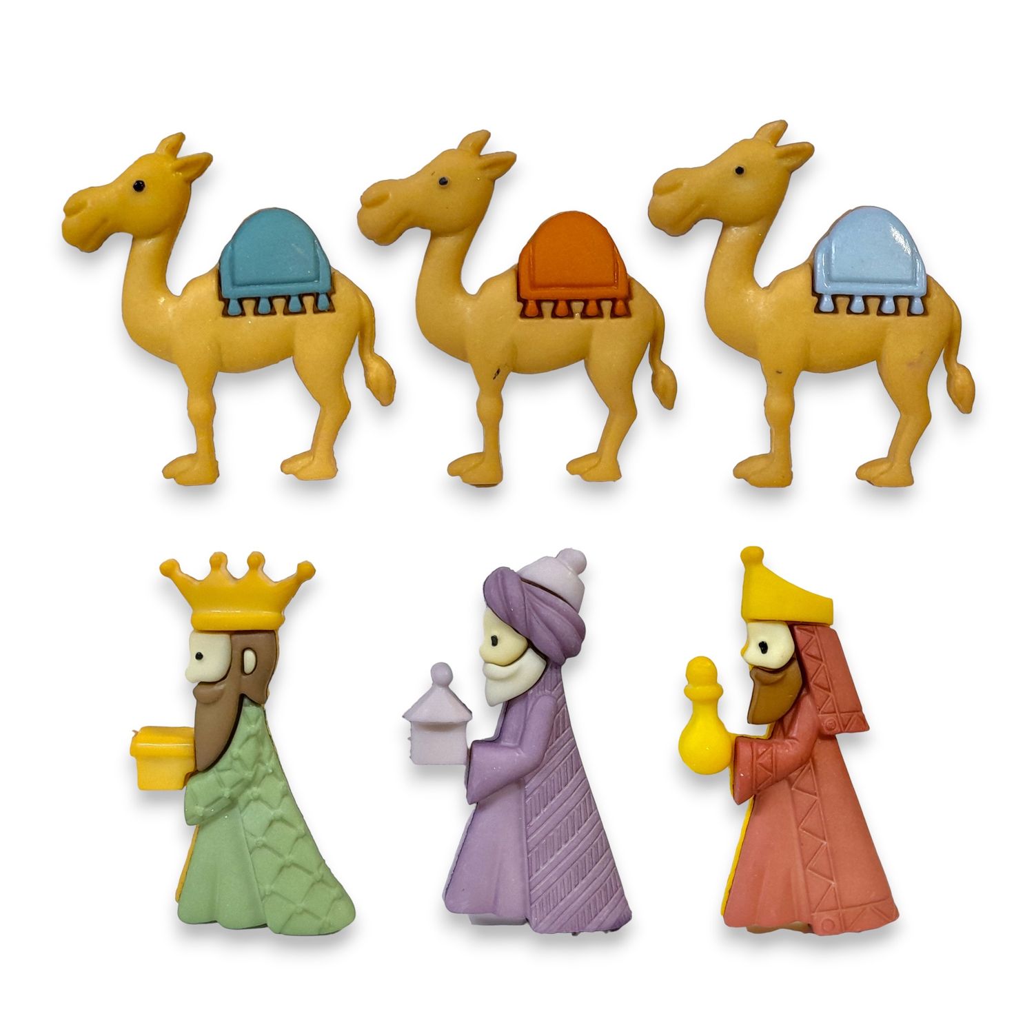 6pc We Three Kings &amp; Camels Nativity Buttons