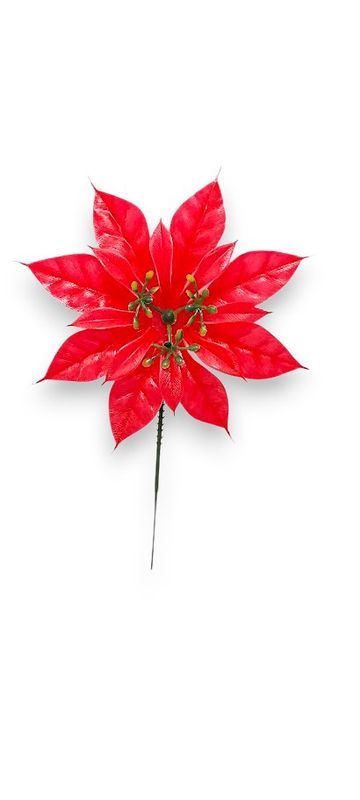 8.5&quot; Plastic Poinsettia Pick Red