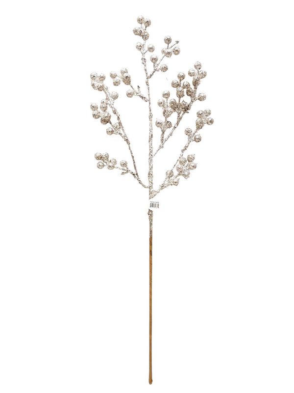 29&quot; Glitter/Tinsel Berry Spray Silver