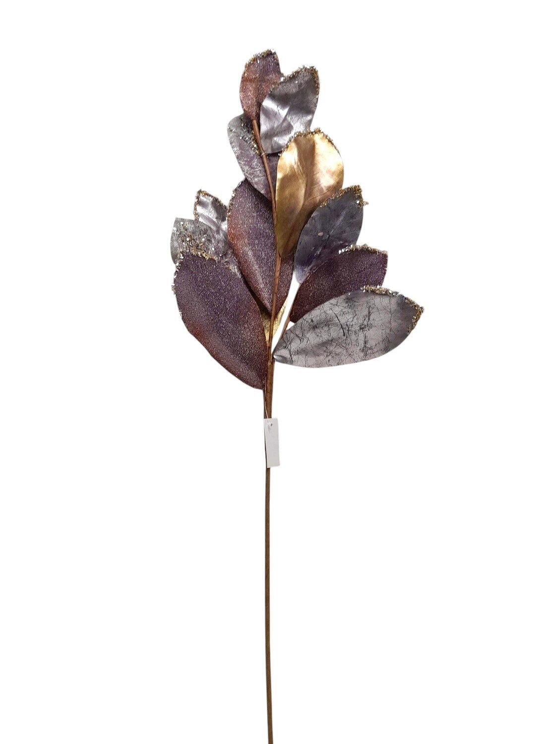 35" Glitter Magnolia Leaf Spray Grey/Silver