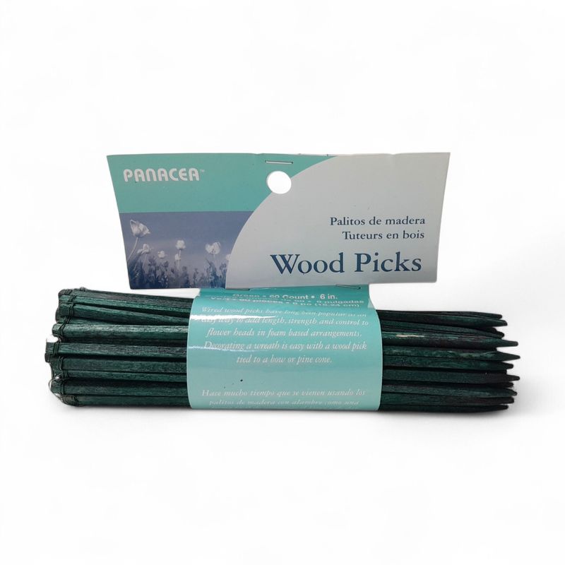 60pc 6" Wood Picks Green