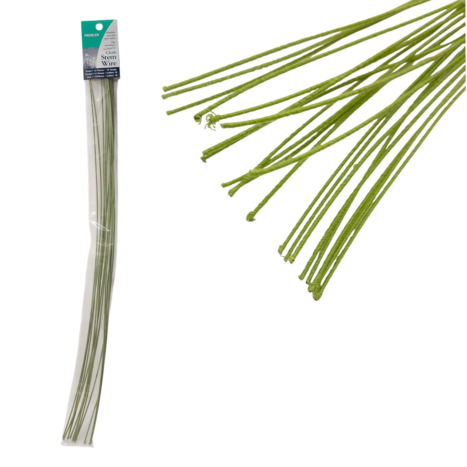 12pc 18" 18 Gauge Cloth Wire Green