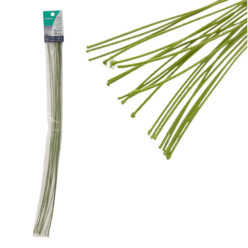 12pc 18" 18 Gauge Cloth Wire Green