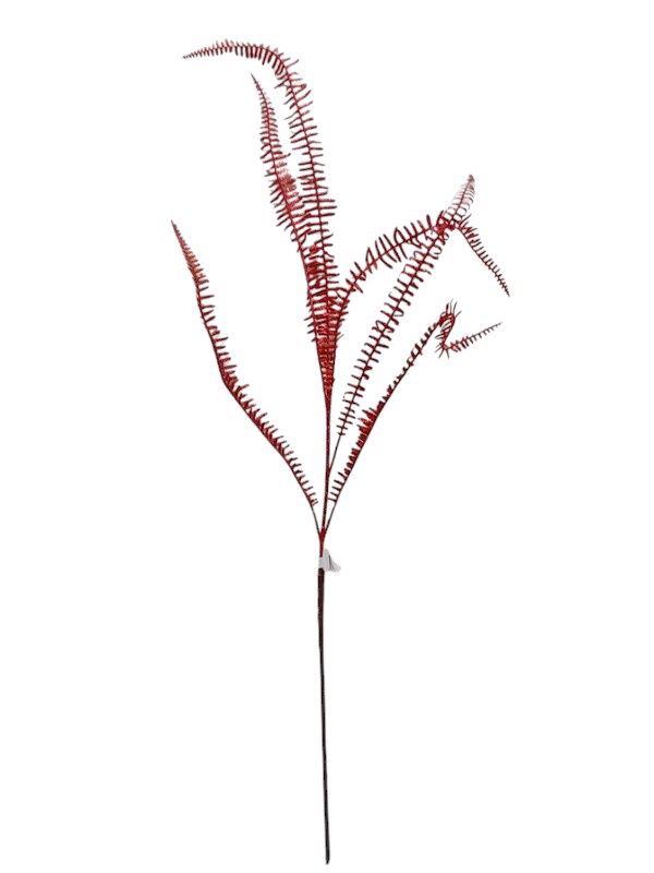36" Glitter Fern Spray Red