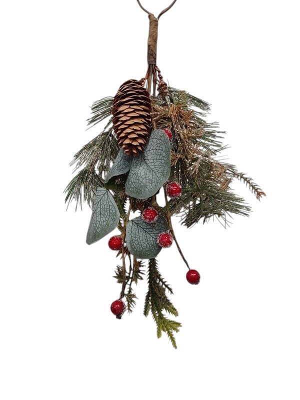 12" Glitter Pine/Eucalyptus/Berry Hanger