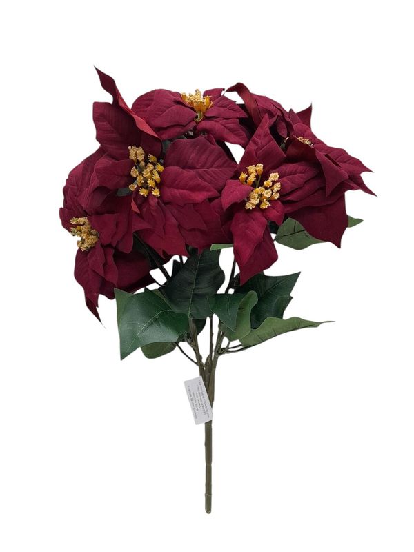 20" Non-Bleed Poinsettia Bush x5 Burgundy
