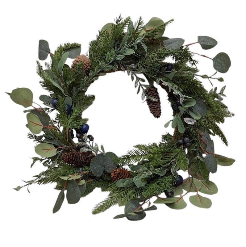*24" Eucalyptus/Pine Wreath w/Berries