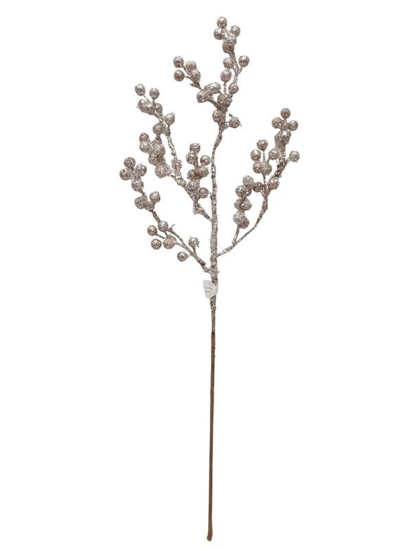 29&quot; Glitter/Tinsel Berry Spray Champagne