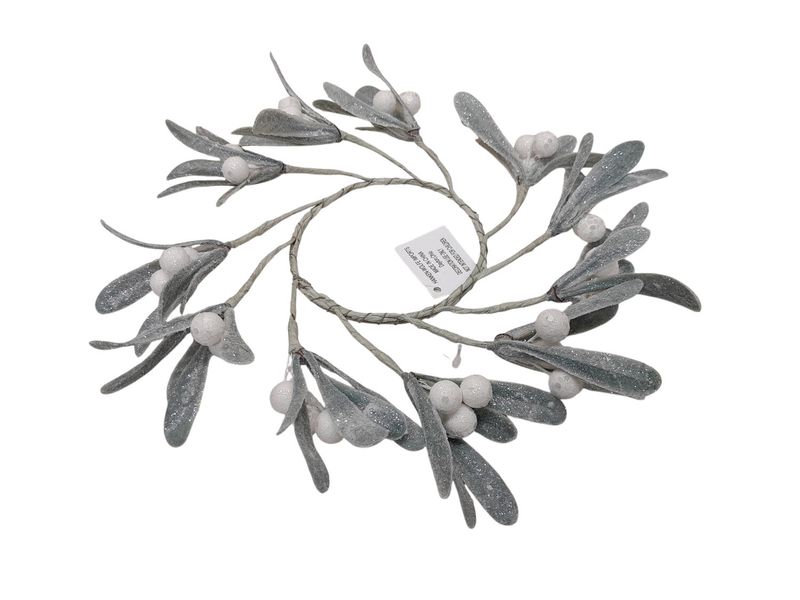 3.5" Frosted Mistletoe Candle Ring