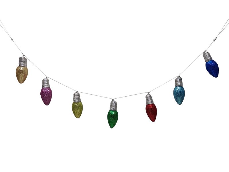 53&quot; Glitter Light Bulb Garland Multi