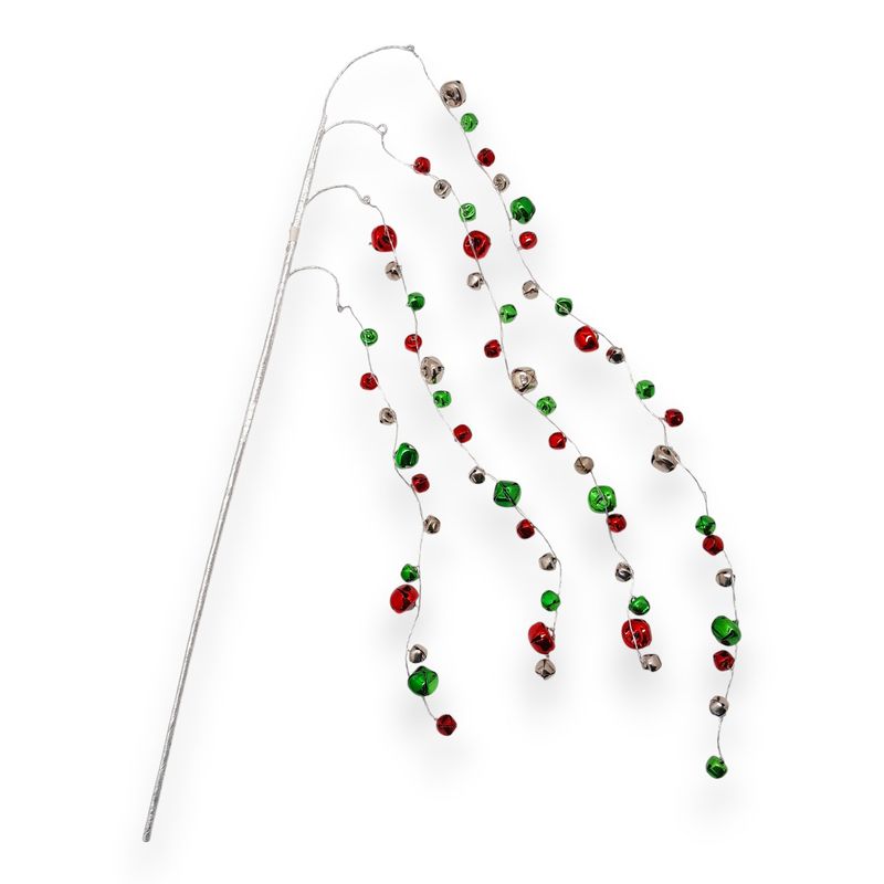 48" Hanging Jingle Bell Spray x4 Red/Green/Silver