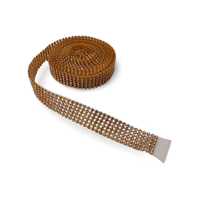 0.75"x2yd Rhinestone Ribbon Gold