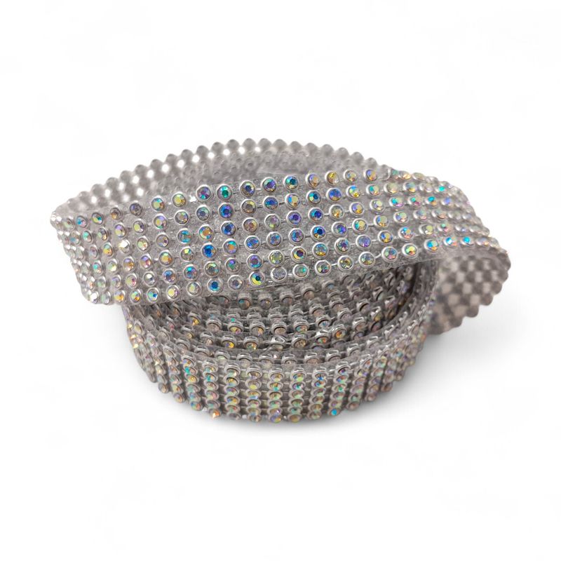0.75"x2yd Rhinestone Ribbon Iridescent