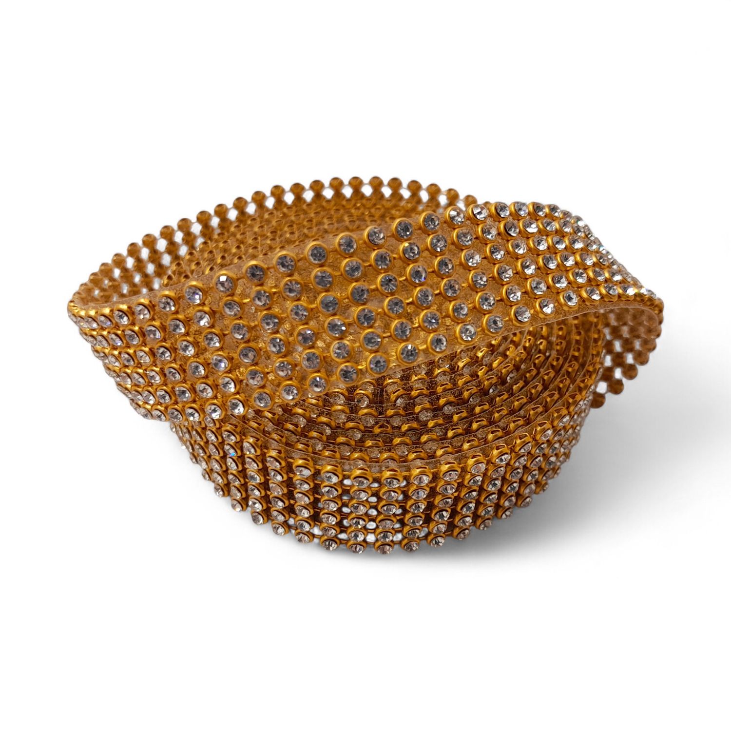 0.75"x2yd Rhinestone Ribbon Gold