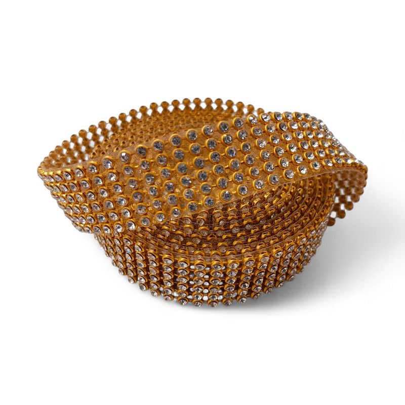 0.75"x2yd Rhinestone Ribbon Gold