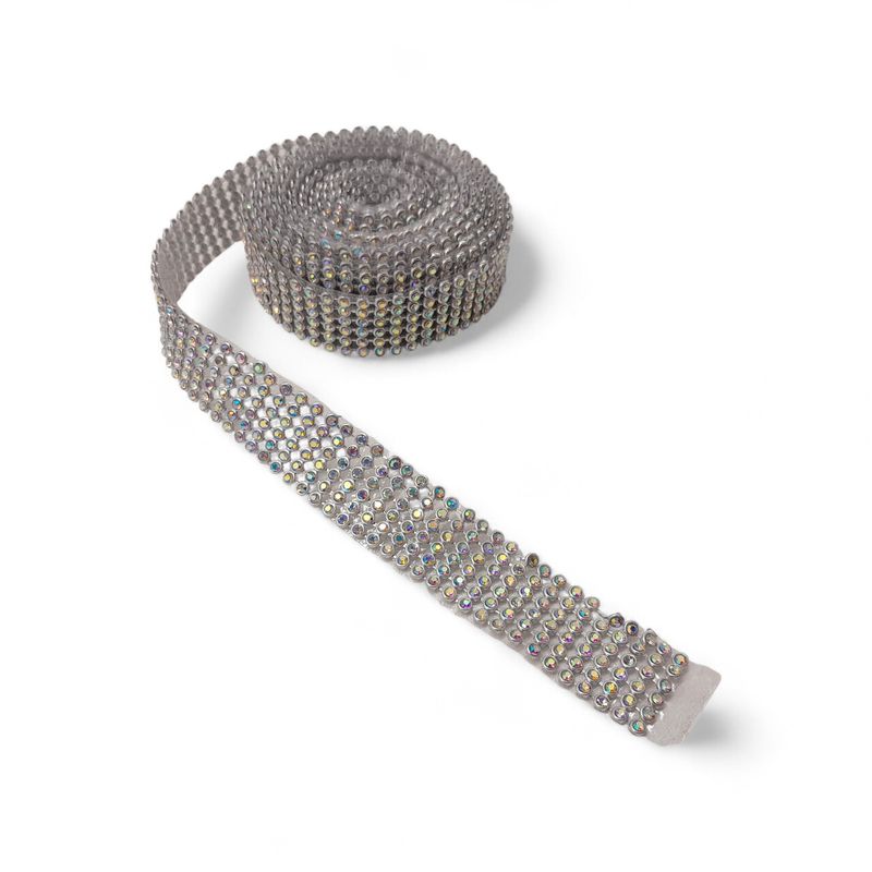 0.75"x2yd Rhinestone Ribbon Iridescent