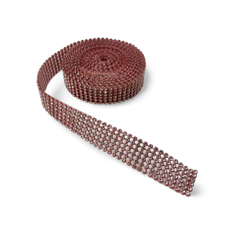 0.75"x2yd Rhinestone Ribbon Rose Gold
