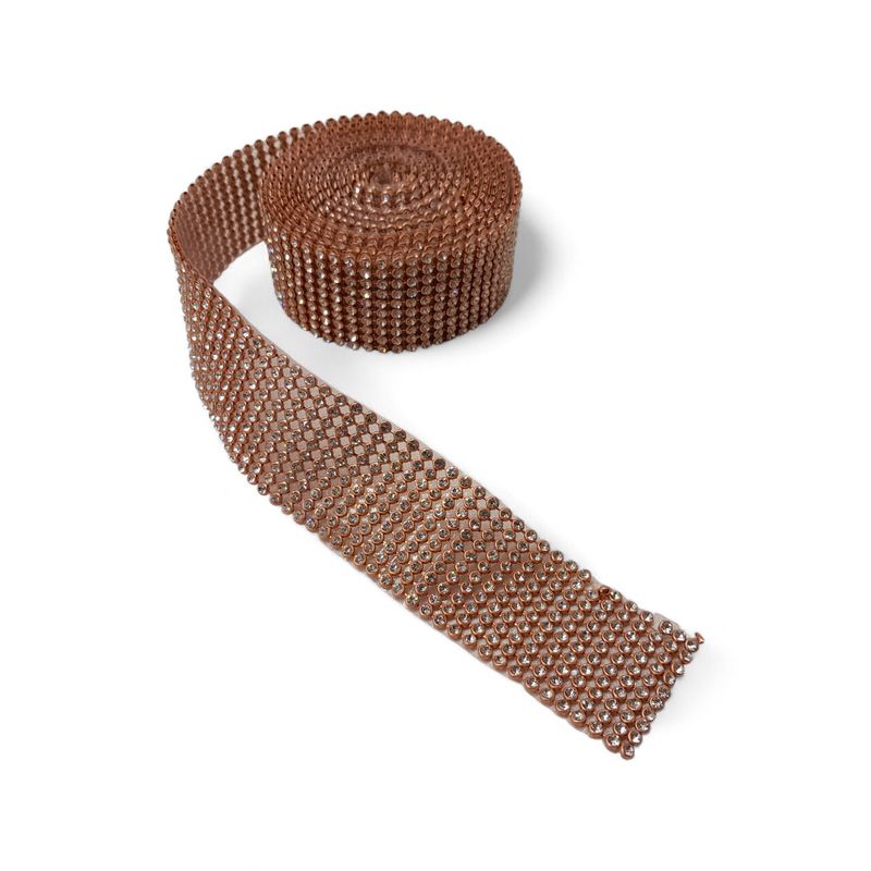 1.25"x2yd Rhinestone Ribbon Rose Gold