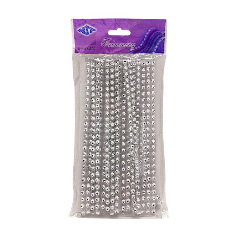 10yd 5mm Single Rhinestone Band Silver