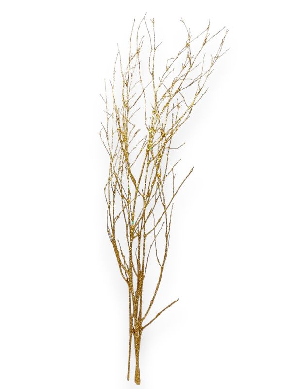 36" Glitter Twig Spray Gold