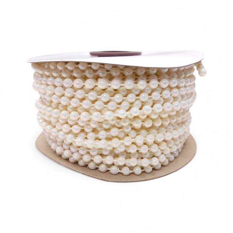 24yd 4mm Plastic MOT Pearl Strand White Iridescent