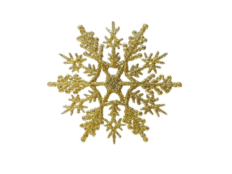 12pc 4" Glitter Snowflakes Gold