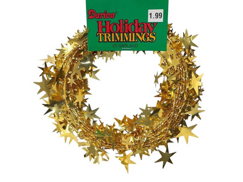 25&#39; Metallic Star Garland Gold