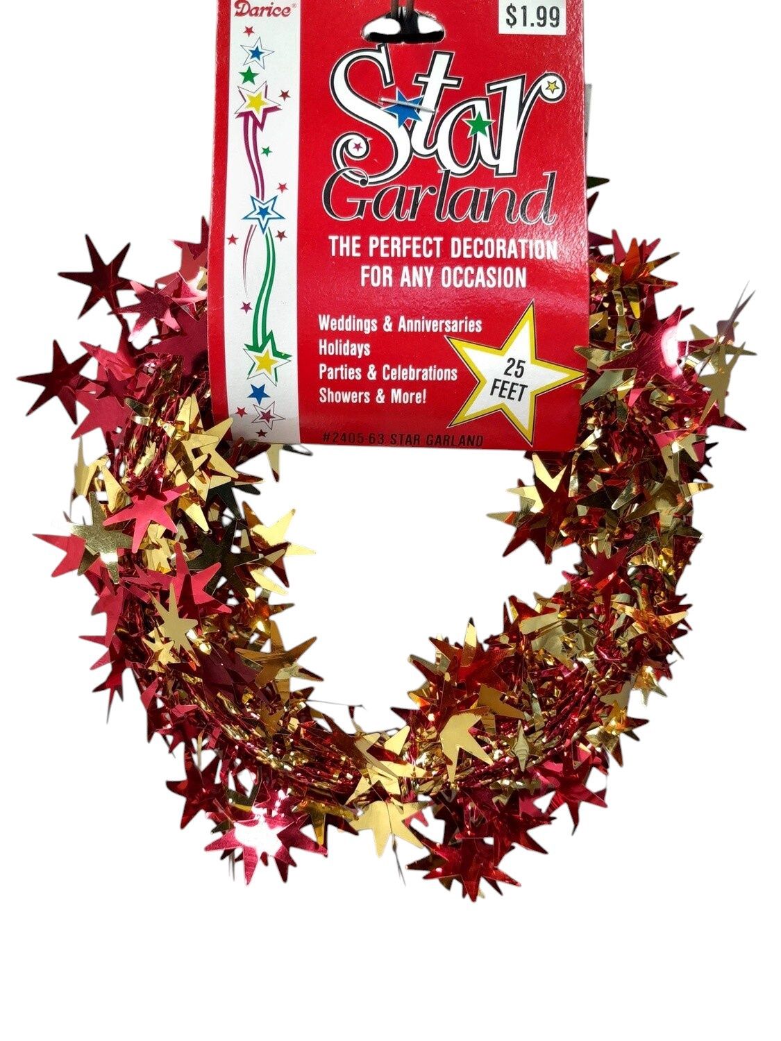 25' Metallic Star Garland Red/Gold