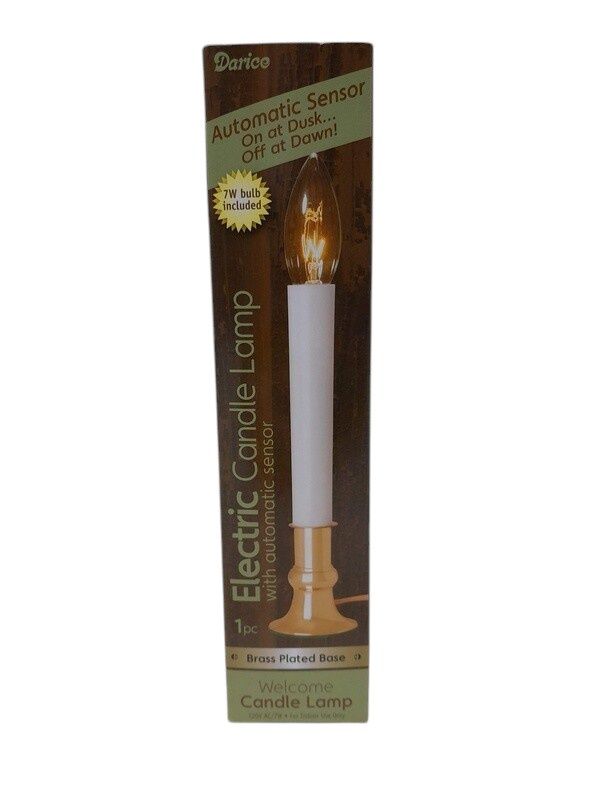 9" Candle Lamp w/ Brass Plated Base