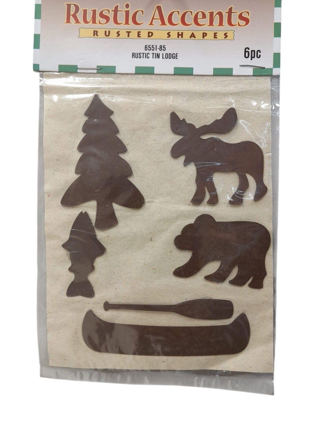 *6pc Rustic Tin Lodge Metal Shapes