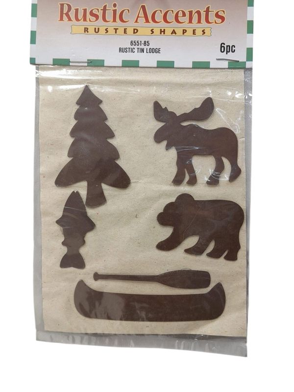 *6pc Rustic Tin Lodge Metal Shapes