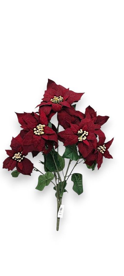 22&quot; Non-Bleed Poinsettia Bush x7 Burgundy