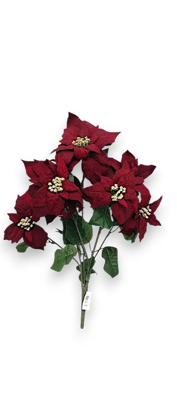 22" Non-Bleed Poinsettia Bush x7 Burgundy