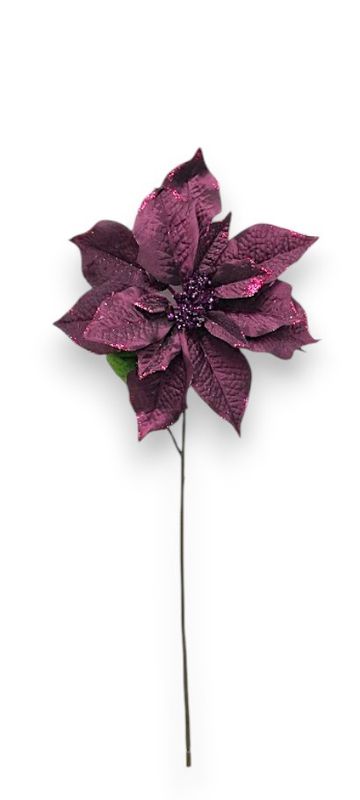 *21" Velvet Poinsettia Spray Purple