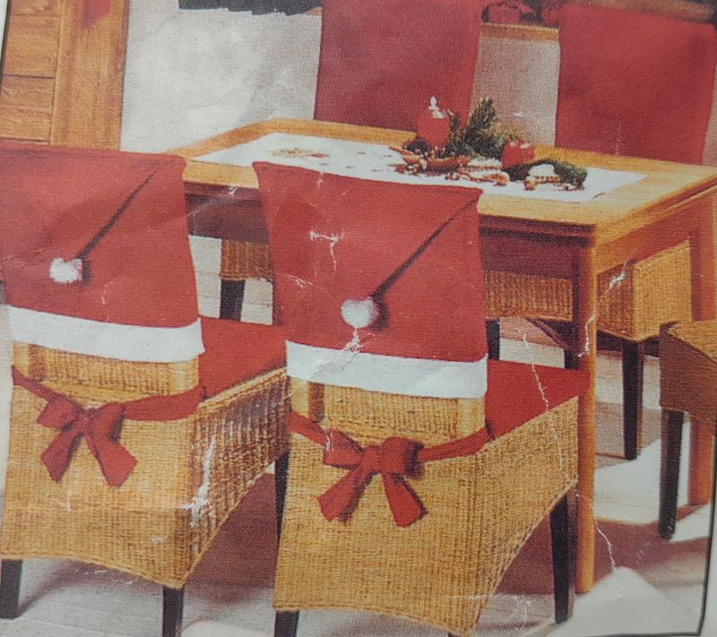 4pc 20"x27" Santa Hat Chair Back Covers Red/White