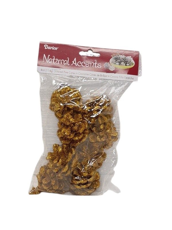4oz Glittered Pinecones Gold
