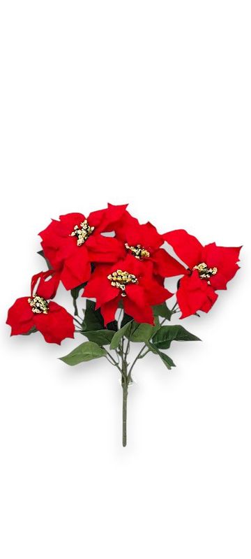 18" Micropeach Poinsettia Bush x5 Red