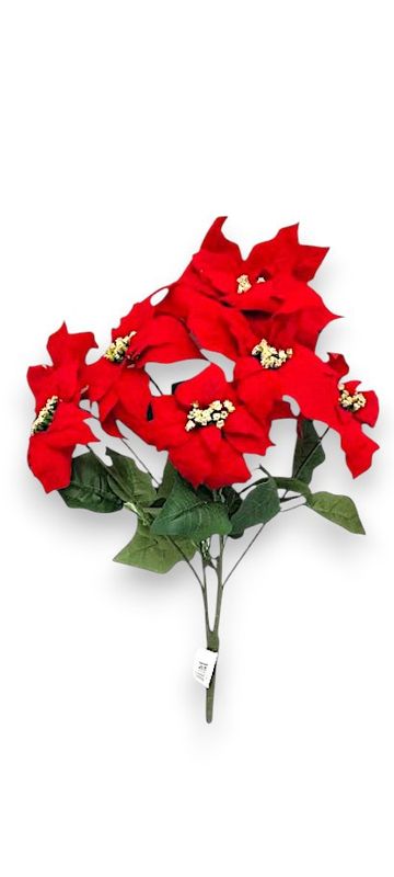 22" Non-Bleed Poinsettia Bush x7 Red