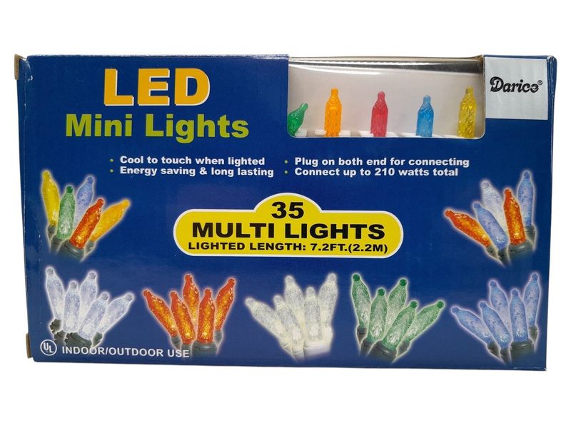 35 LED Lights 7.2ft Multi W/Green Wire
