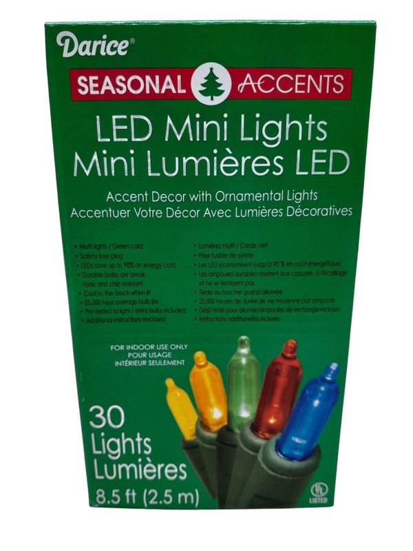 30 Led Lite 8.5ft Multi w/Green Wire