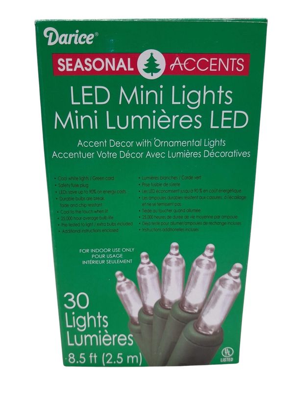 30 Led Lite 8.5ft Cool White w/Green Wire