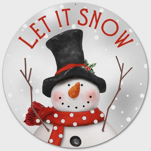 12" Metal Let It Snow Snowman Sign