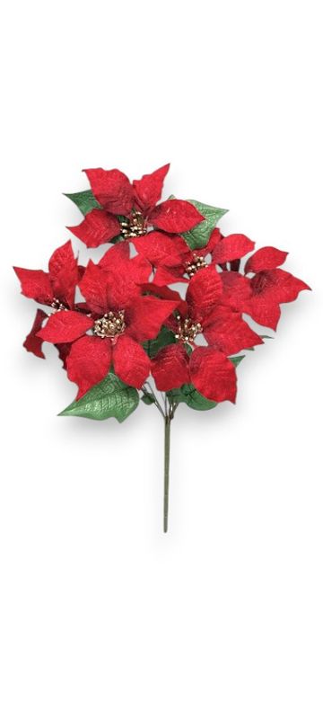 17" Poinsettia Bush x7 Red