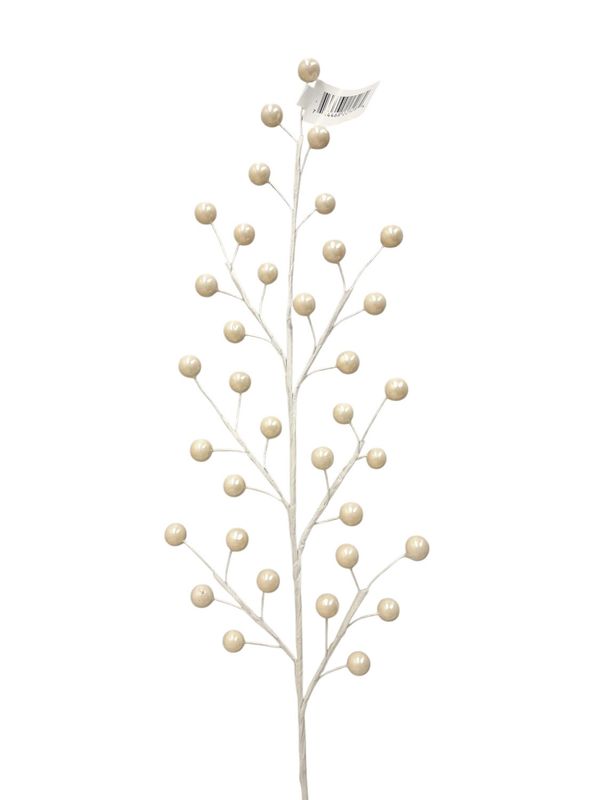 1pc 19&quot; Berry Spray w/35 Berries Pearl White
