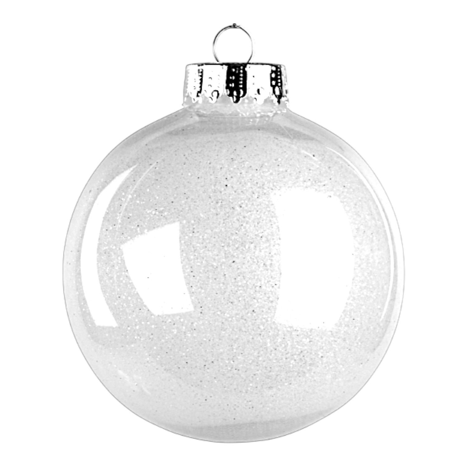 150mm  Lacquer Look Glitter Ornament White (Plastic)
