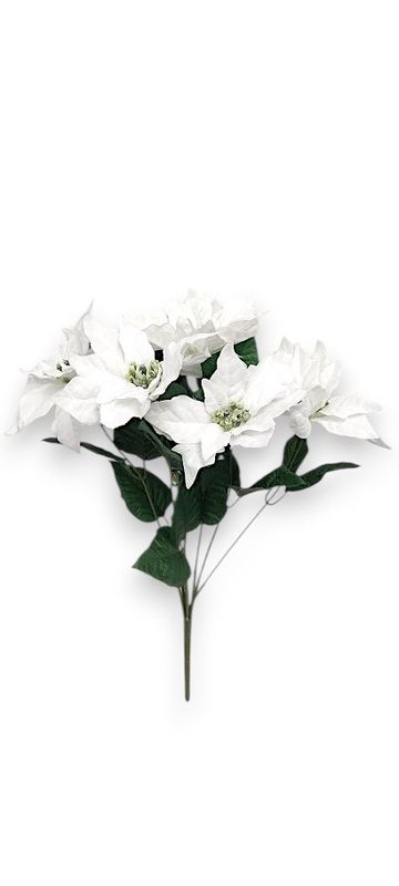 22" Glitter Poinsettia Bush x7 White